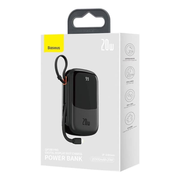 Powerbank med hurtig opladning 20000mAh 20W QC-PD-SCP-FCP kabel Iphone Lynsort
