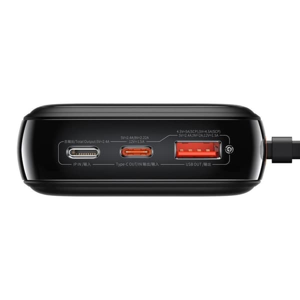 Powerbank med hurtig opladning 20000mAh 20W QC-PD-SCP-FCP kabel Iphone Lynsort