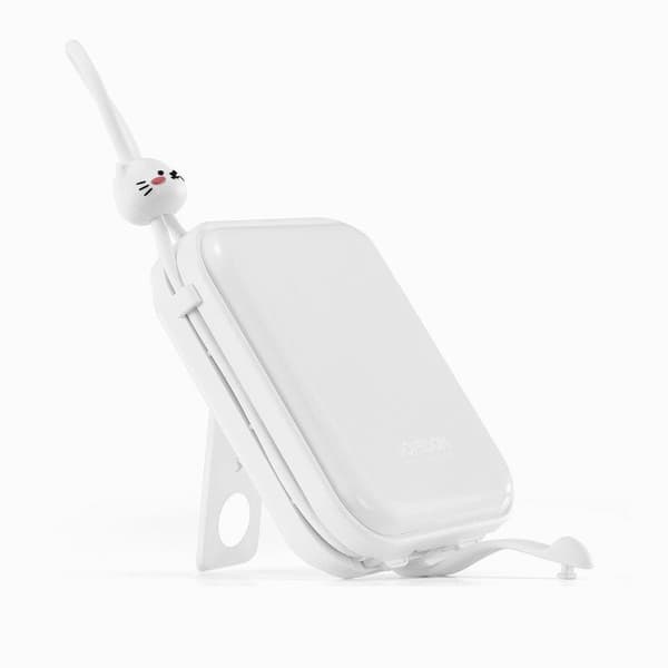 Powerbank med stativ, USB-C-kabel og iPhone Lightning Cutie Series 10000mAh 22,5W hvid
