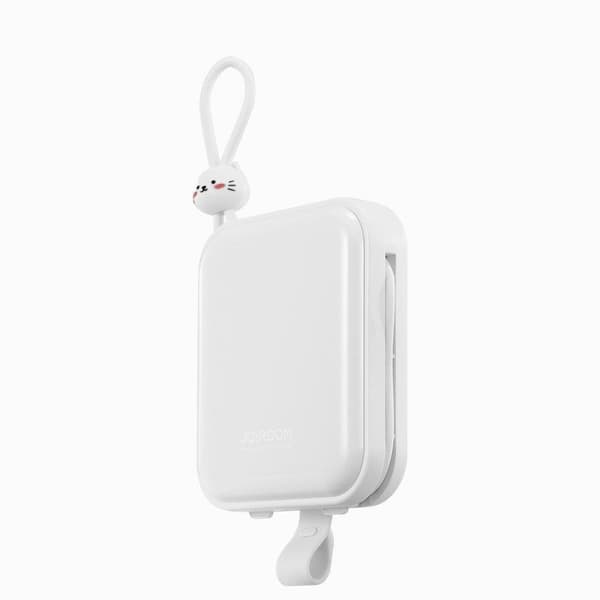 Powerbank med stativ, USB-C-kabel og iPhone Lightning Cutie Series 10000mAh 22,5W hvid