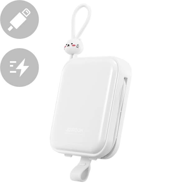 Powerbank med stativ, USB-C-kabel og iPhone Lightning Cutie Series 10000mAh 22,5W hvid