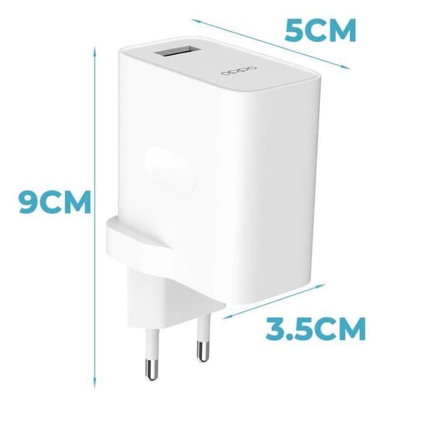 Officiell Oppo USB 30W-laddare med USB till USB-C-kabel Vit