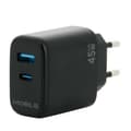 Miniatyrbillede 2 af 2: Mobilis Usb-a Og Usb-c Vægoplader 45w