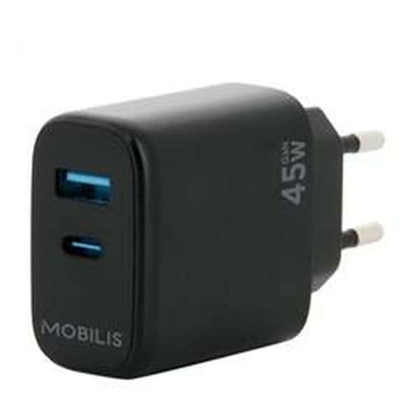 Mobilis Usb-a Og Usb-c Vægoplader 45w Sort