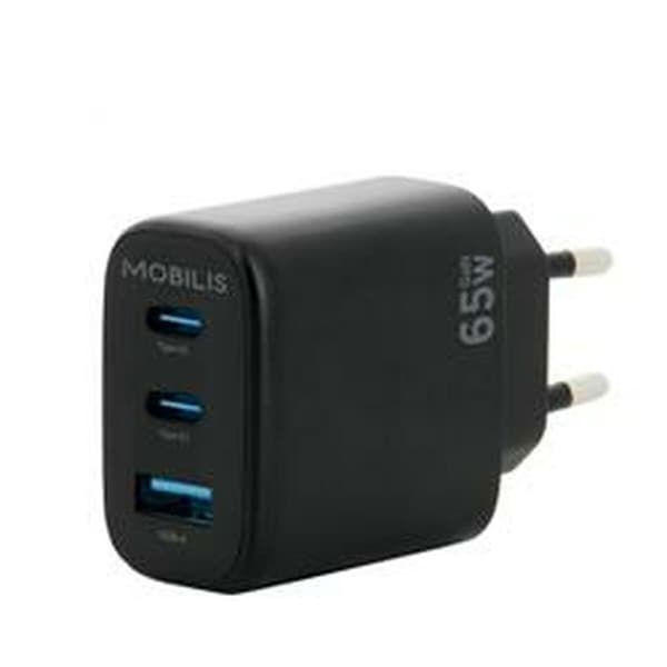 Mobilis Usb-a Og Usb-c Vægoplader 65w Sort