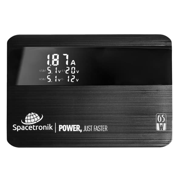 GaN-laturi 65W, LED, PD QC3.0, USB - 4 porttia