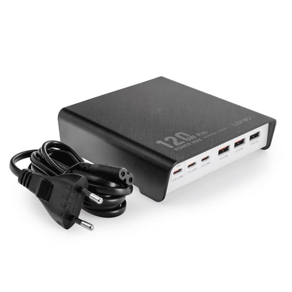 120W oplader 6 USB A og C porte Ldnio Q605 sort