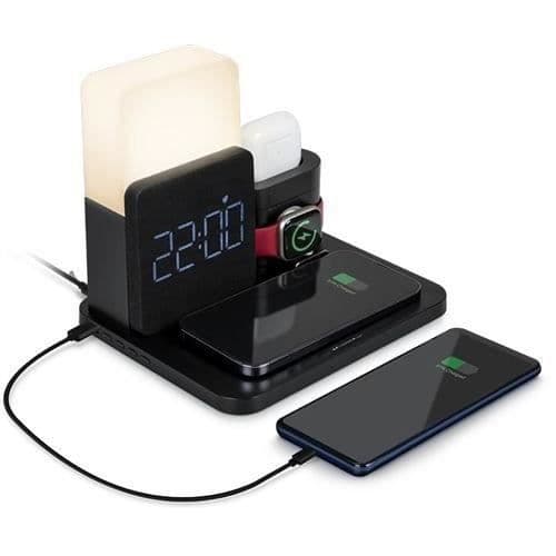 Induktionsladdningsbas - BigBen - 5 i 1 - Svart - Väckarklocka - Lampa