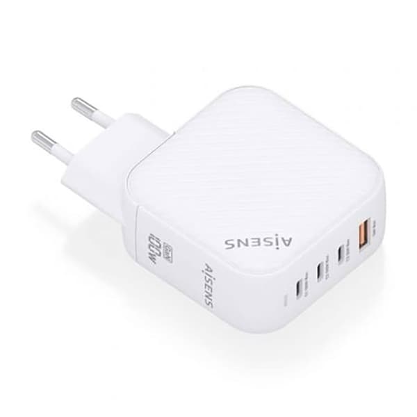 Aisens Usb-a Og Usb-c Vægoplader Asch-100w4p028-w Hvid