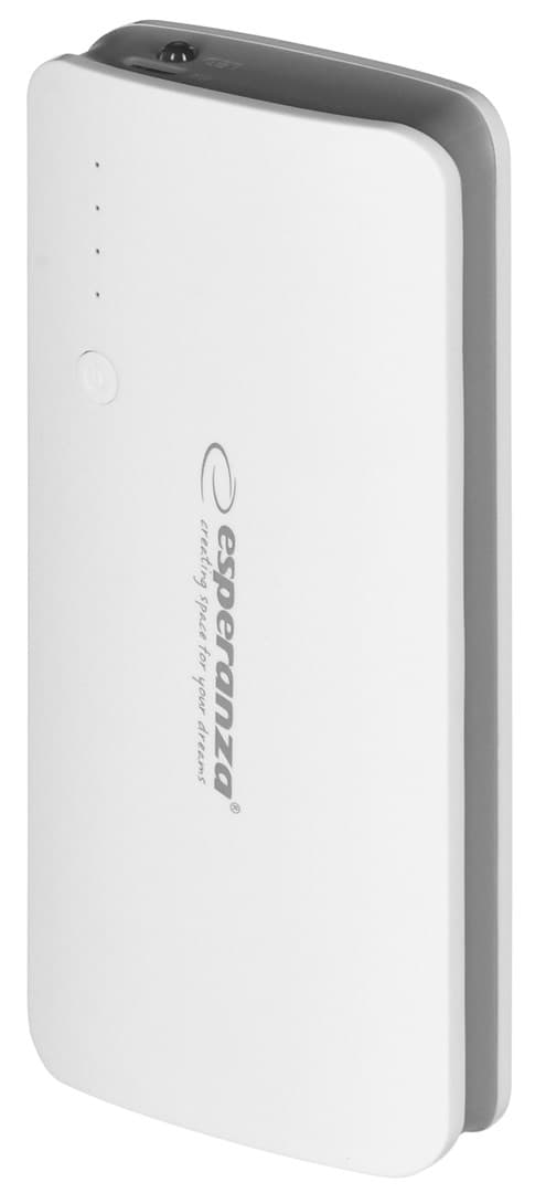 PowerBank Esperanza Radium EMP106WE (8000mAh; microUSB, USB 2.0; hvid) Grå, Hvid