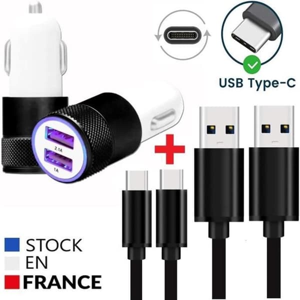Bilströmadapter - Xiaomi - Autoladdarpaket - 2 USB-portar - 2 Micro USB-kablar - Svart