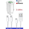 Miniatyrbild 2 av 4: Billaddarpaket för OnePlus Nord N10 5G USB Typ C Snabbladdning 30W PD &amp; QC 3.0 + 1 Typ C-kabel - 2 portar