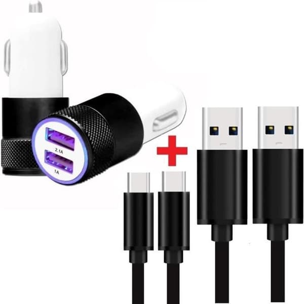 Laddare - Xiaomi - Redmi 9T - Ultrasnabb - 2 USB-portar - 2 Typ C-kablar - Svart