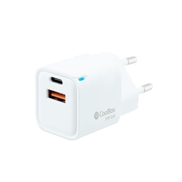CoolBox Gan 20w väggladdare - Vit - 2 USB-portar - COO-CUP-20CA Vit