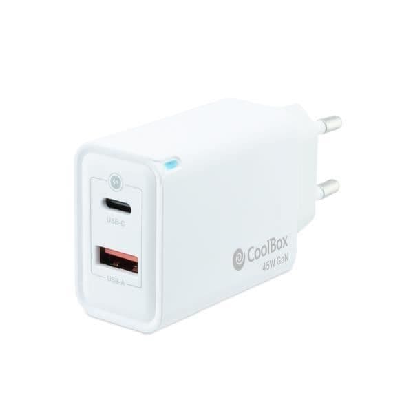 Laddare - CoolBox - COO-CUP-45CA - 45W - 2 USB-portar - Vit Vit