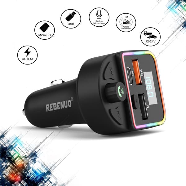 Snabb Billaddare Universal 20W Med Fm Sändare - Bluetooth 5.0 - Svart