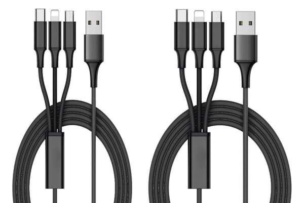 2 pakkausta Latauskaapeli Multi 3in1, USB-C, Micro-USB, iPhone - 1,2 m