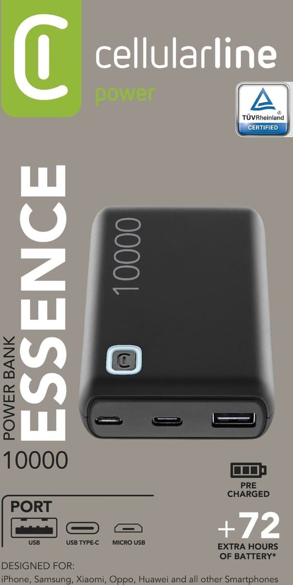 Cellularline ESSENCE Lithium-Polymer (LiPo) 10000 mAh Sort