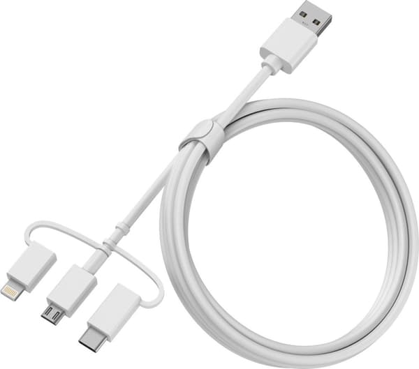 OtterBox USB-A powerbank 5.000 mAh 10W med 3-i-1 kabel 1M Hvid