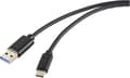 Miniatyrbillede 1 af 4: Renkforce USB-kabel USB 3.2 Gen2 USB-C®-stik, USB-A-stik 1,00 m sort total afskærmning RF-57