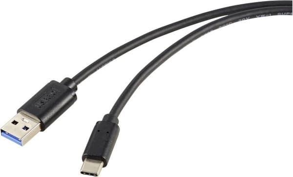 Renkforce USB-kabel USB 3.2 Gen2 USB-C®-kontakt, USB-A-kontakt 1,00 m svart total skärmning RF-57