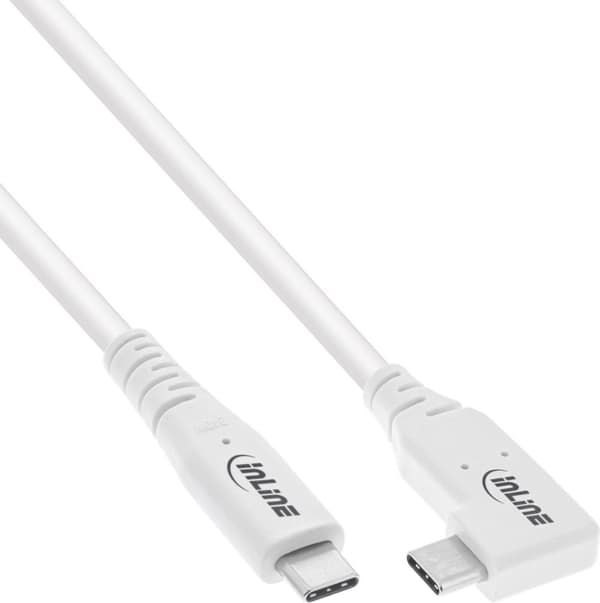 InLine USB4-kabel - USB-C - den ene side vinklet - PD 240W - 8K60Hz - TPE - hvid - 0,5m - strømforsyning/strømforsyning