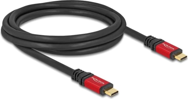 Delock USB 2.0-kabel USB Type-C™ hane till hane PD 3.0 100 W E-Marker 2 m röd metall (80041)