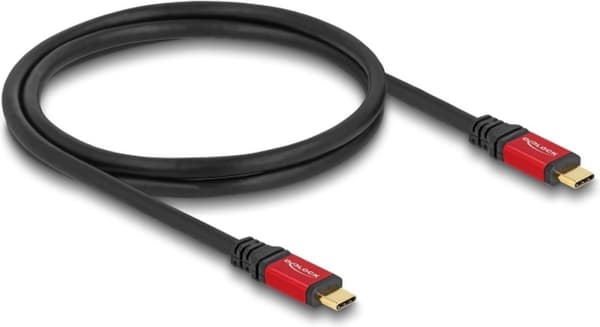 Delock USB 2.0-kabel USB Type-C™ hane till hane PD 3.1 240 W E-Marker 1 m röd metall (80050)