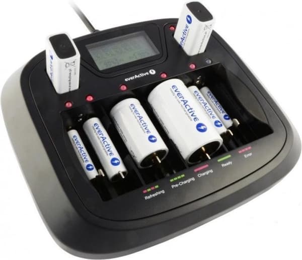 AA AAA CD 9V Professionel 8-kanals oplader Sort