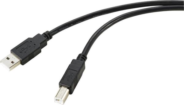 Renkforce USB-kabel USB 2.0 USB-A-kontakt, USB-B-kontakt 20.00 m svart flätad skärm RF-572