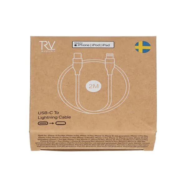 USB C till Lighnting MFi Kabel Rvelon - 2 Meter Vit