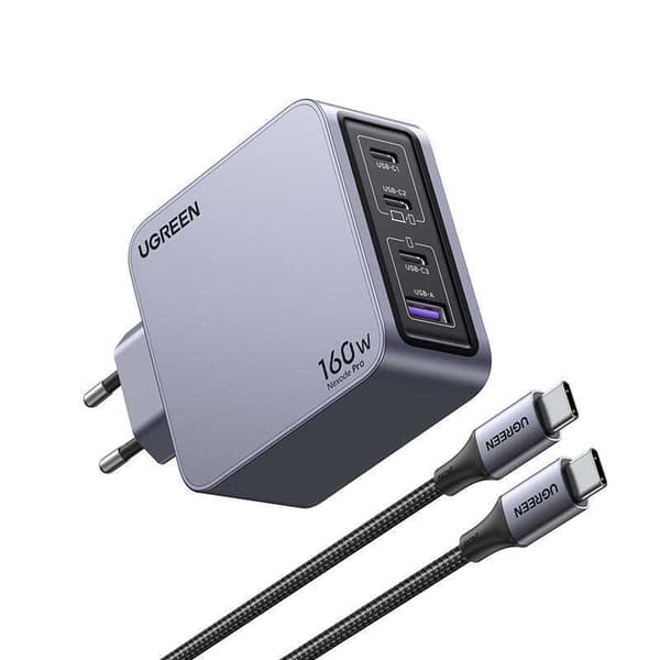 Ugreen X763 Usb-a- Og Usb-c-vægoplader Sort, Grå