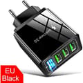 Miniatyrbild 1 av 4: Laddare - QC 3.0 - Svart - Snabbladdning - Överströmsskydd - USB Hub LED-adapter