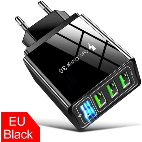 Quick Charge 3.0 nätladdare med LED 4 USB-laddningsportar