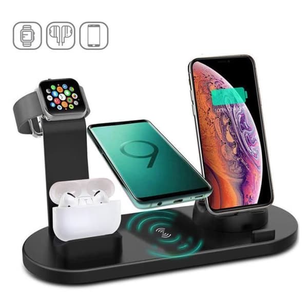 4 i 1 snabb trådlös laddare - Laddare för Apple Watch 5/4/3/2/1 iPhone11/Pro/X/XR/XS/8/Plus, AirPods1,2 AirPods (svart)