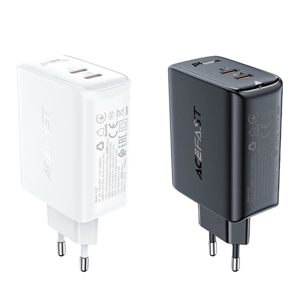 A29 GaN vægoplader, to USB-C PD-porte, 50W, sort