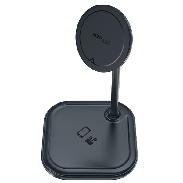 2i1 Qi 15W trådløs oplader og stativ til iPhone og Apple AirPods E6 sort