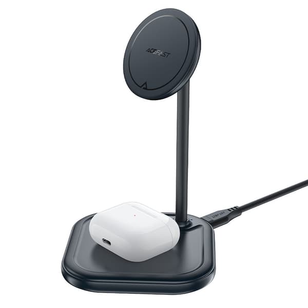 2i1 Qi 15W trådløs oplader og stativ til iPhone og Apple AirPods E6 sort