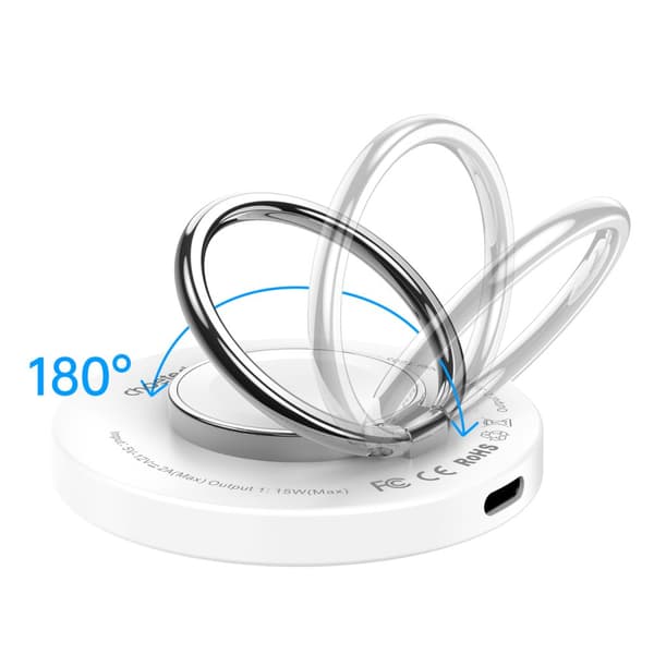 Induktiv laddare för iPhone MagSafe med hållare 15W, vit