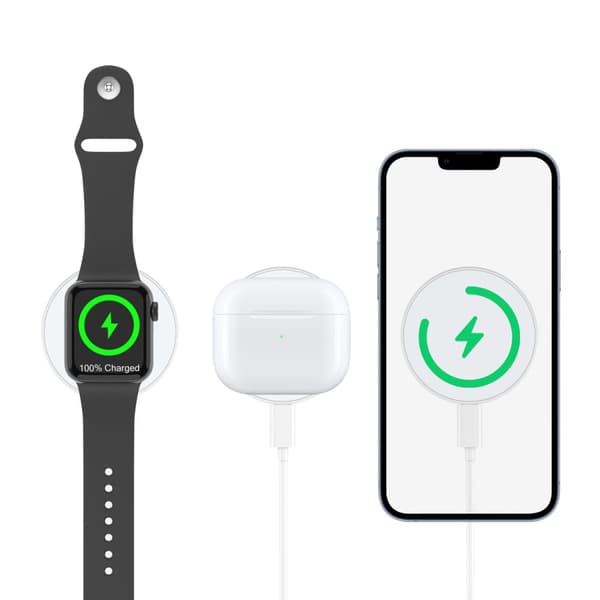 Induktiv laddare för iPhone MagSafe med hållare 15W, vit