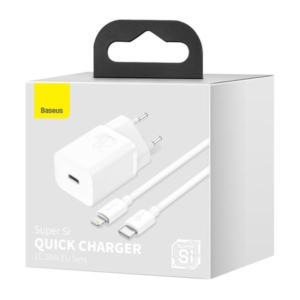Hurtigoplader til iPhone Super Si 1C 20W Strømforsyning + USB-C - Lightning-kabel 1m hvid