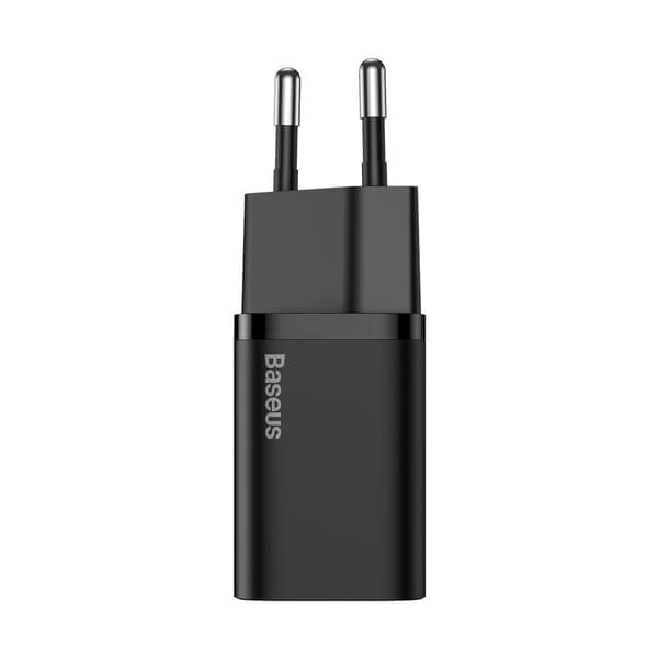 Super Si QC PD 25W 3A hurtigoplader + USB-C kabel 1m sort