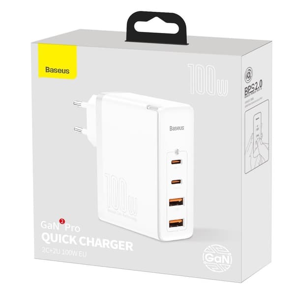 GaN2 Pro USB hurtigoplader USB-C QC PD 100W hvid