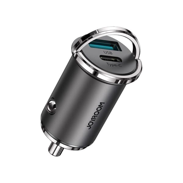 Hurtig USB-C biloplader USB 45W 5A PD QC 3.0 AFC SCP grå