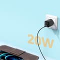Miniatyrbillede 4 af 6: Hurtig USB-C 20W Power Delivery Quick Charge 3.0 AFC oplader, sort
