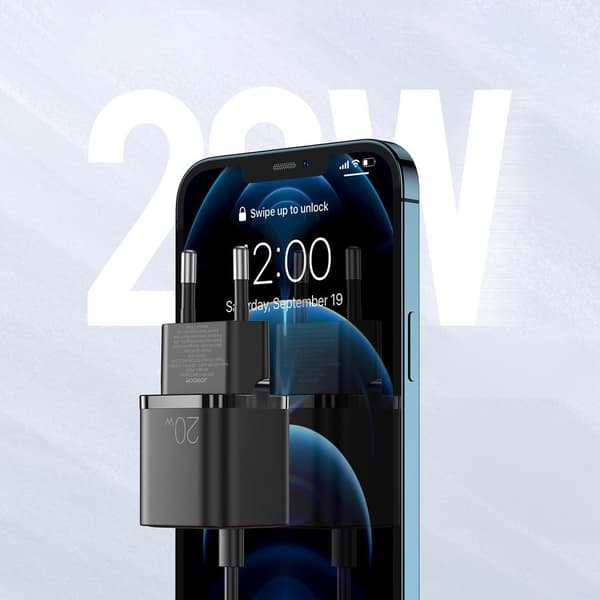 Hurtig USB-C 20W Power Delivery Quick Charge 3.0 AFC oplader, sort