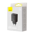 Miniatyrbillede 5 af 6: Kompakt hurtig vægoplader 2x USB USB-C 30W 3A PD QC sort