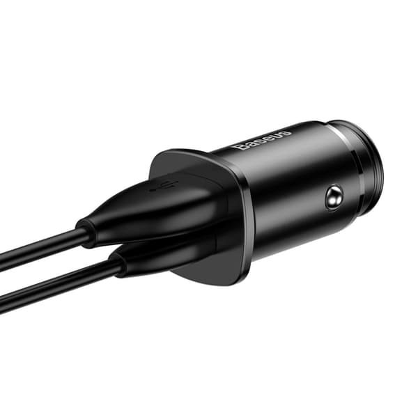 Smart biloplader med 2 USB-porte og USB-C QC PD sort