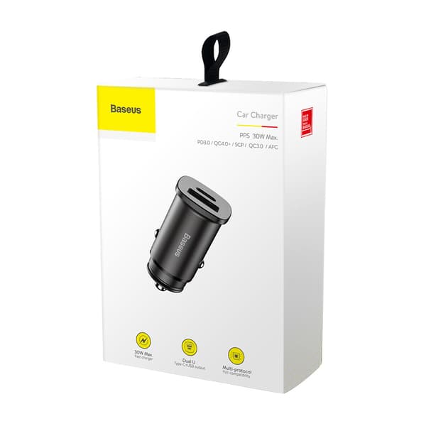 Smart biloplader med 2 USB-porte og USB-C QC PD sort