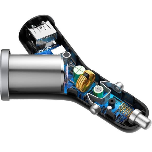 Y-tyypin autolaturi 2x USB + tupakansytyttimen liitäntä 3.4A, musta
